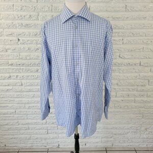 Martin Gordon Mens Shirt 3X Contemporary Fit Long Sleeve Blue Check B30E